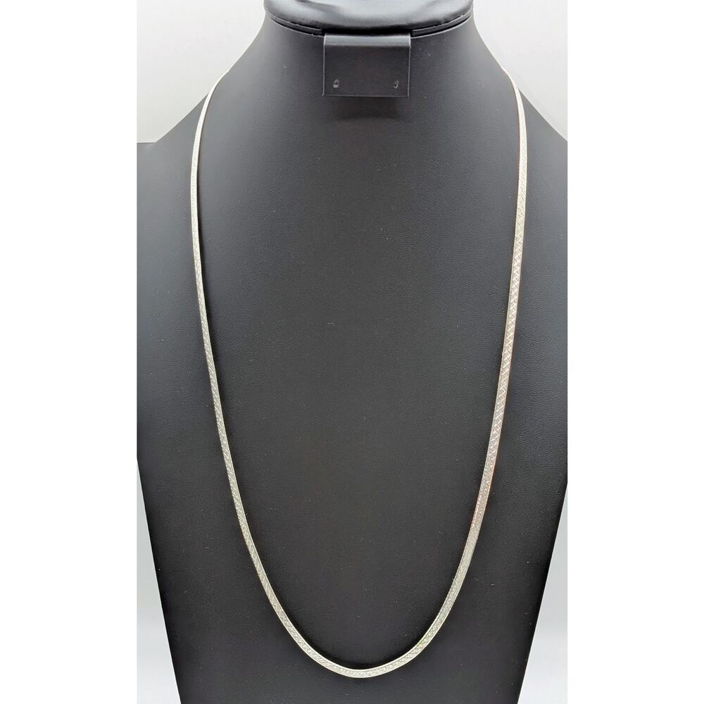 Vintage 30" Diamond Cut Herringbone Chain Necklace
